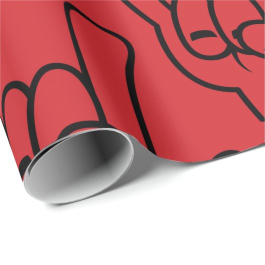 Zwarte lijn zware metalen duivel cadeaupapier (Rol Hoek)