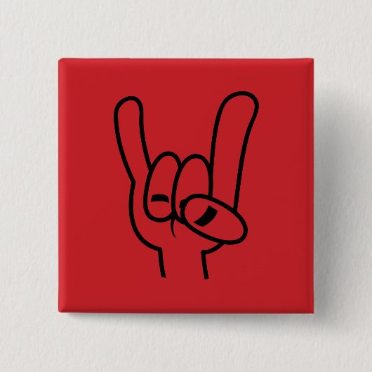 Zwarte lijn zware metalen duivel vierkante button 5,1 cm (Voorkant)