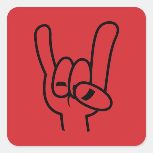 Zwarte lijn zware metalen duivel vierkante sticker (Voorkant)