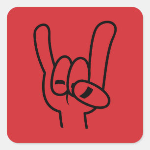 Zwarte lijn zware metalen duivel vierkante sticker