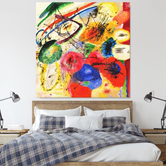 Zwarte lijnen door Kandinsky Stretched Canvas Prin (Insitu (Slaapkamer))