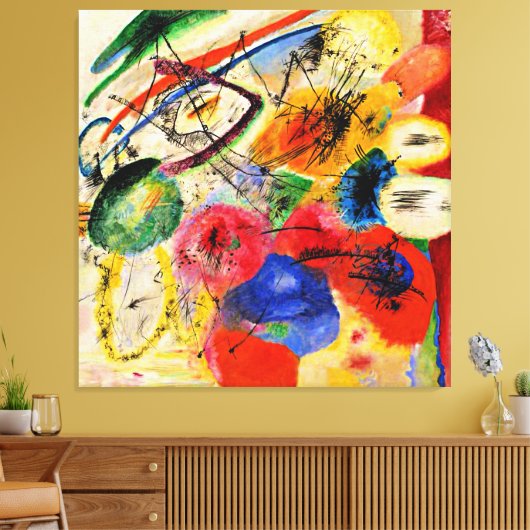 Zwarte lijnen door Kandinsky Stretched Canvas Prin (Insitu (Woonkamer))