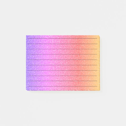 Zwarte lijnen Glittery PInk Paars Ombre Girly Post-it® Notes (Voorkant)