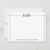 Zwarte lijnen Hallo van het bureau van Notitiekaartje (Voorkant)