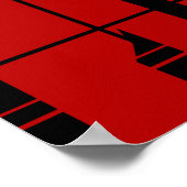 Zwarte lijnen op diep rood Abstract Poster (Hoek)