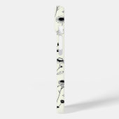 Zwarte Lijnkunst Bloemige Crème iPhone Hoes (Achterkant / Links)