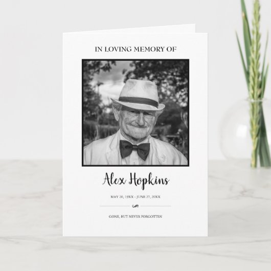 Zwarte Lijst Foto Memorial Gevouwen Begrafenis Programma (Voorkant)