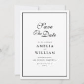 zwarte lijst kalligrafie bruiloft Opslaan Datum Save The Date (Voorkant)