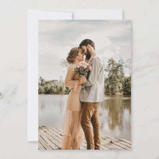 zwarte lijst kalligrafie bruiloft Opslaan Datum Save The Date (Achterkant)