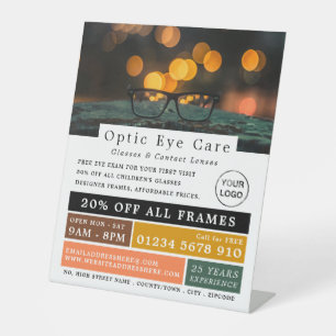 Zwarte Lijsten, Opticien, Technical Practitioner Reclamebord Met Voetstuk
