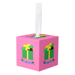 Zwarte Lijster Die Uit Een Cadeaudoos Kijkt Decoratie