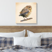 Zwarte Lijster Jong Canvas Afdruk (Insitu (Slaapkamer))
