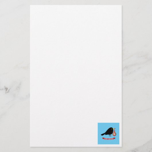 Zwarte Lijster Met Een Kerstbal Briefpapier (Voorkant)