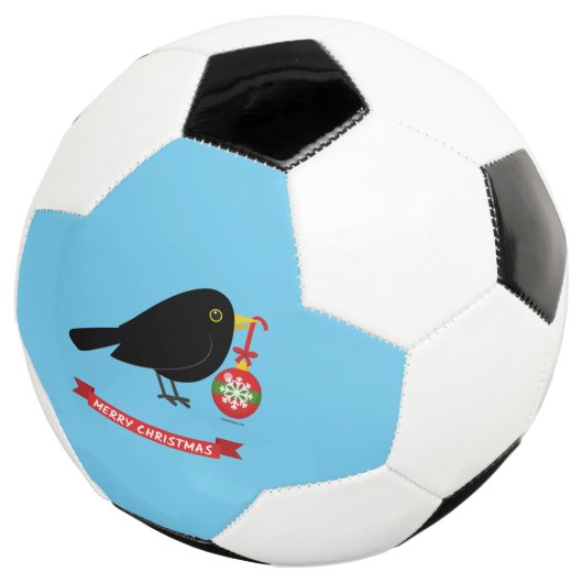 Zwarte Lijster Met Een Kerstbal Voetbal (Drie kwart)