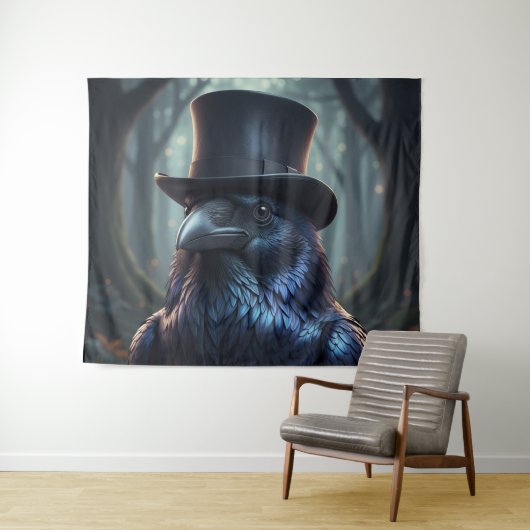 Zwarte Lijster met Hoedje De Raaf Wandkleed (In Situ (horizontaal))