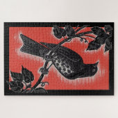 Zwarte lijster met rood legpuzzel (Horizontaal)