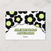 Zwarte Lime Groene Y2K Bloem Handgemaakte Kleding Visitekaartje (Voorkant)