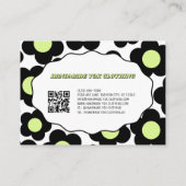 Zwarte Lime Groene Y2K Bloem Handgemaakte Kleding Visitekaartje (Achterkant)