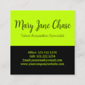 Zwarte Lime Kleurrijke Moderne Vierkante Visitekaa Visitekaartje (Achterkant)