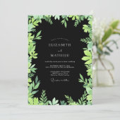 Zwarte Limoenblad Eucalyptus Bruiloft Kaart (Staand voorkant)