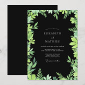 Zwarte Limoenblad Eucalyptus Bruiloft Kaart (Voorkant / Achterkant)
