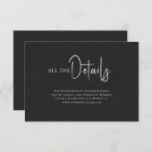 Zwarte linen Simple Black Script Weddenschap - Geg Kaart (Voorkant / Achterkant)