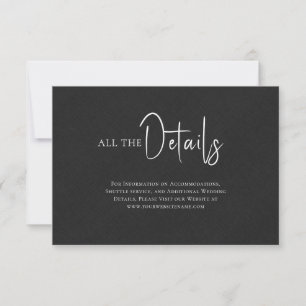 Zwarte linen Simple Black Script Weddenschap - Geg Kaart