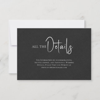 Zwarte linen Simple Black Script Weddenschap - Geg Kaart
