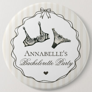 Zwarte lingerie douche bruidsfeest cadeautje ronde button 6,0 cm