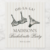 Zwarte lingerie douche bruidsfeest cadeautje wijn etiket (Enkel label)