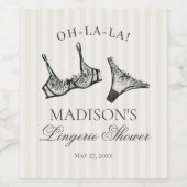 Zwarte lingerie douche bruidsfeest cadeautje wijn etiket (Enkel label)