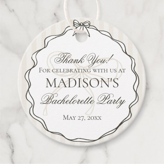 Zwarte lingerie douche vrijgezellenfeest bruid bedankjes labels (Voorkant)