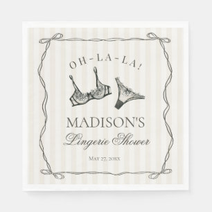 Zwarte lingerie douche vrijgezellenfeest tafeldeco servet