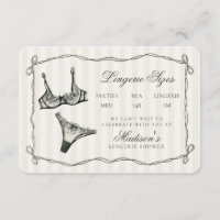 Zwarte lingerie maten douche uitnodiging inzetstuk