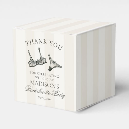 Zwarte lingerie vrijgezellenfeest bruidsdouche des bedankdoosjes (Voorkant Zijde)