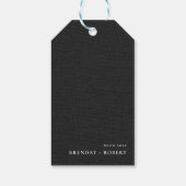 Zwarte linnen Eenvoudige Script Welkom Trouwcadeau Cadeaulabel (Achterkant)