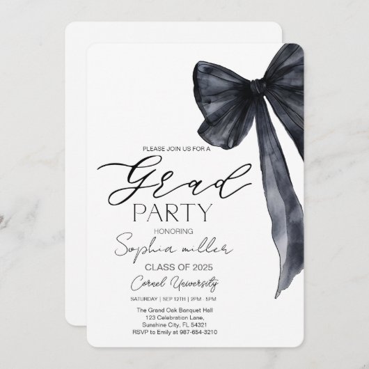 Zwarte lint afstuderen,Minimalistische zwart-wit a Kaart (Voorkant / Achterkant)