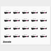 Zwarte lint bedankt ronde sticker (Vel)