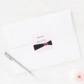 Zwarte lint bedankt vierkante sticker (Envelop)