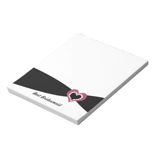 Zwarte Lint Beste Bruidsmeisje Notitieblok (Linkerzijde)