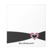 Zwarte Lint Beste Bruidsmeisje Notitieblok (Voorkant)