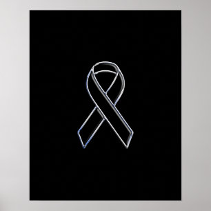 Zwarte lint bewustzijn in Chrome-stijl Poster