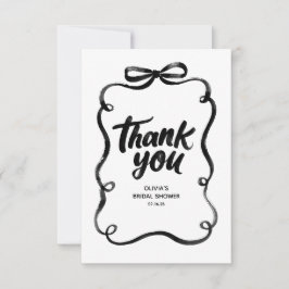 Zwarte Lint Boog Whimsical Bruiloft Feest Bedankkaart