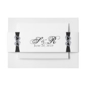 Zwarte lint en diamanten harten bruiloft uitnodigingen wikkel (Voorkant Voorbeeld)