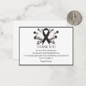 Zwarte lint en ventilator na begrafeniskaarten notitiekaartje (Voorkant / Achterkant in situ)