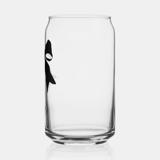 Zwarte lint in een strik gebonden blikvorm glas (Links)