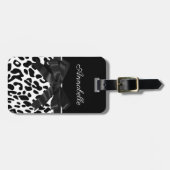 Zwarte lint-luipaard bagagelabel (Voorkant horizontaal)