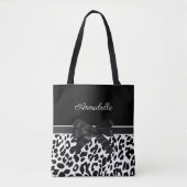 Zwarte lint-luipaard tote bag (Voorkant)