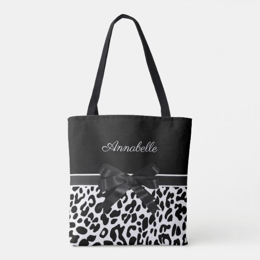 Zwarte lint-luipaard tote bag (Achterkant)