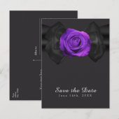 Zwarte lint & paarse roos Save the Date ELKE KLEUR Aankondigingskaart (Voorkant / Achterkant)